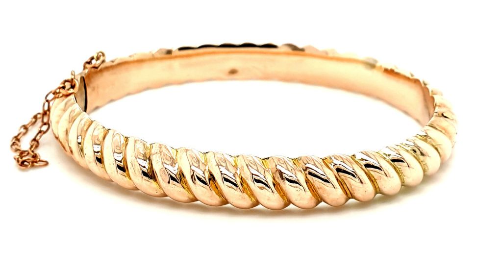 9ct Rose Gold Rope Twist Style Bangle Circa 1910 (11516)