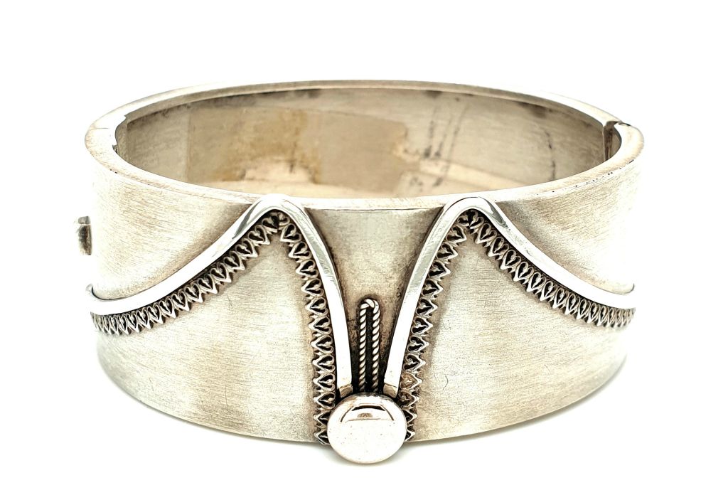 Sterling Silver Brushed Cuff Bangle 26mm Wide C1890 (19026)
