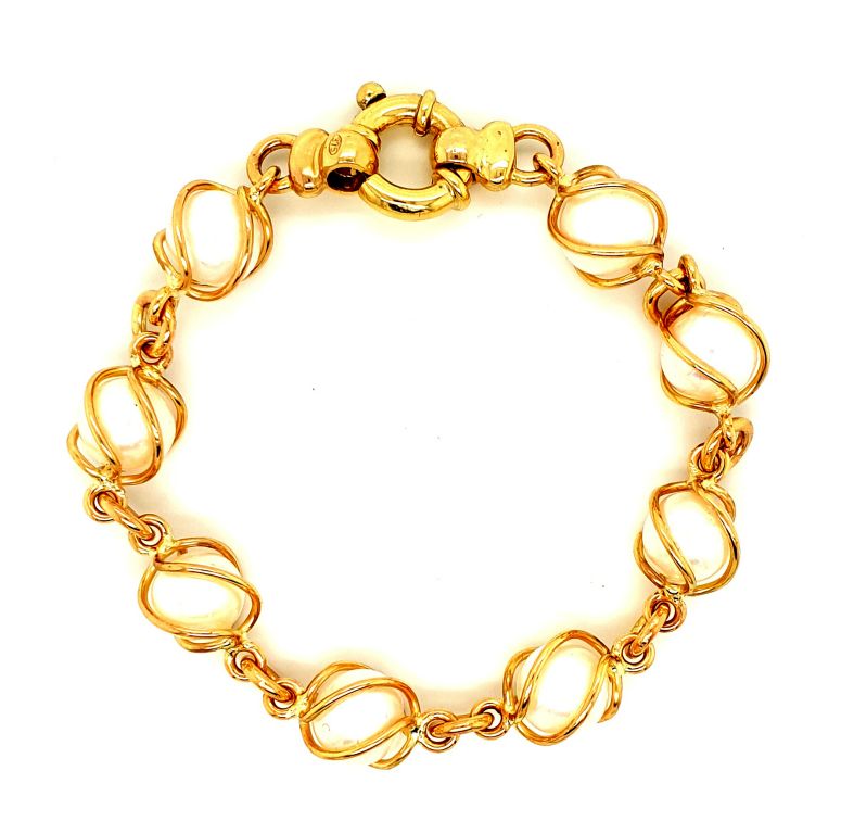 9ct Yellow Gold Freshwater Pearl 10mm Bracelet (21461)