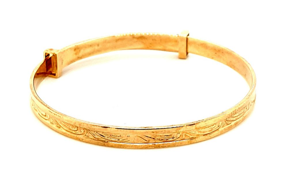 9ct Yellow Gold Adjustable Babies Bangle (20770)