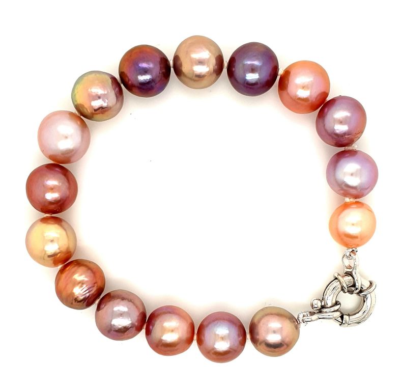9ct Yellow Gold Kasumi Pearl Bracelet 10-11mm Natural Colours (21365)