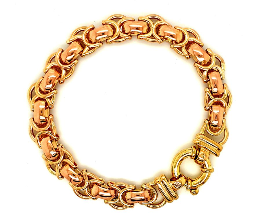 9ct Yellow And Rose Gold Bracelet 10mm Wide 19.5cm in Length 26.69grm (21391)