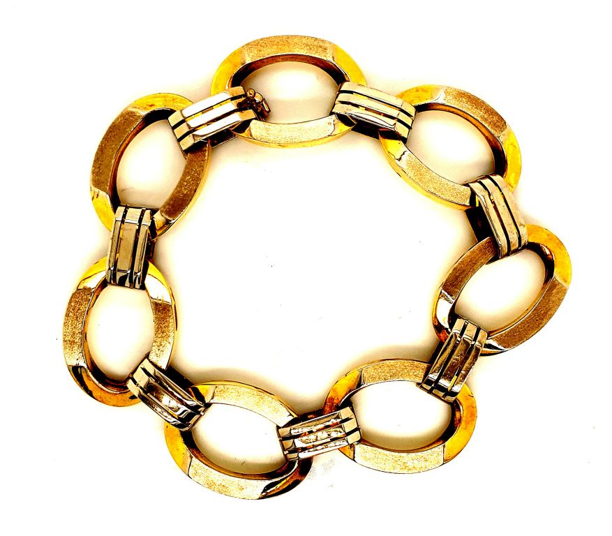 18ct Yellow and White Gold Bracelet 18mm wide 30g (4811)