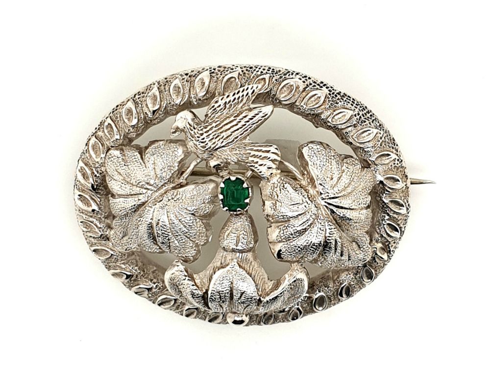 Sterling Silver Paste Set Brooch C1860-70 41x34mm (17902)