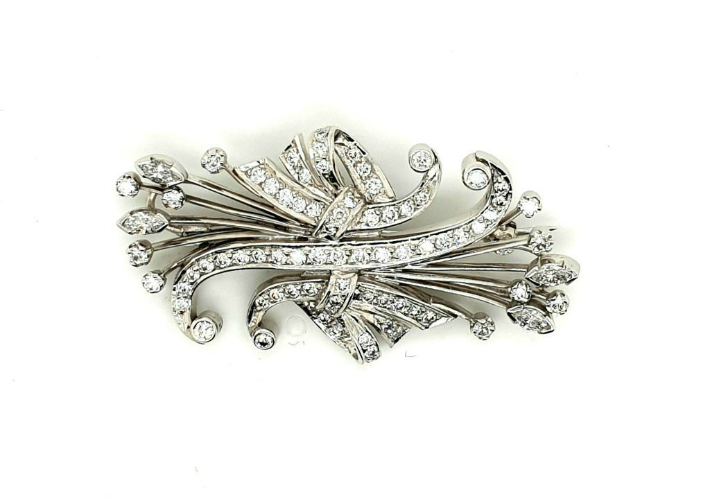 18ct White Gold Platinum Diamond = 1.0ct G VS Brooch (18747