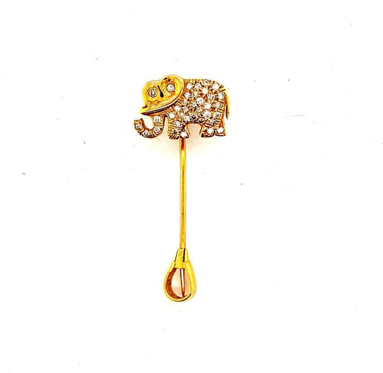 18ct Yellow Gold Diamond (0.30ct GH SI2-P1) Elephant Pin (20308)