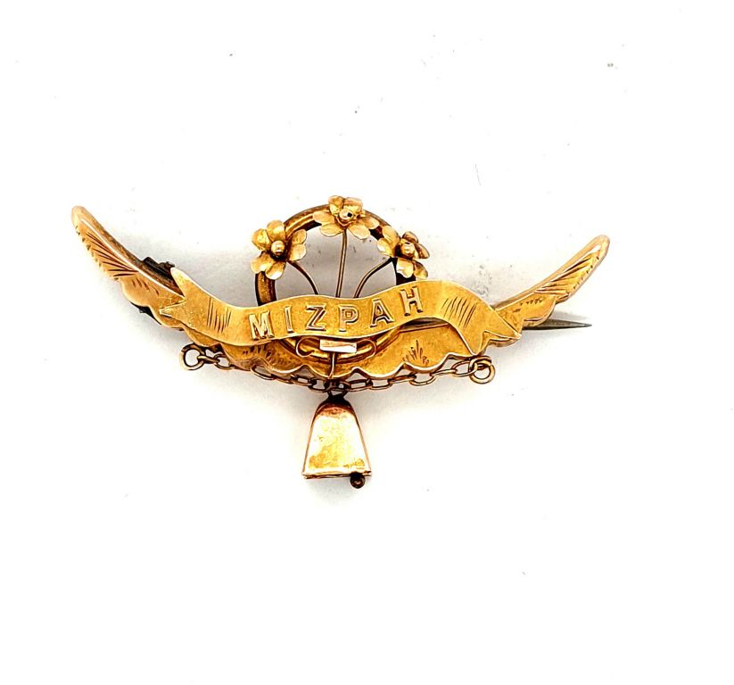 9ct Yellow Gold MIZPAH Brooch (46x23mm) (9074)