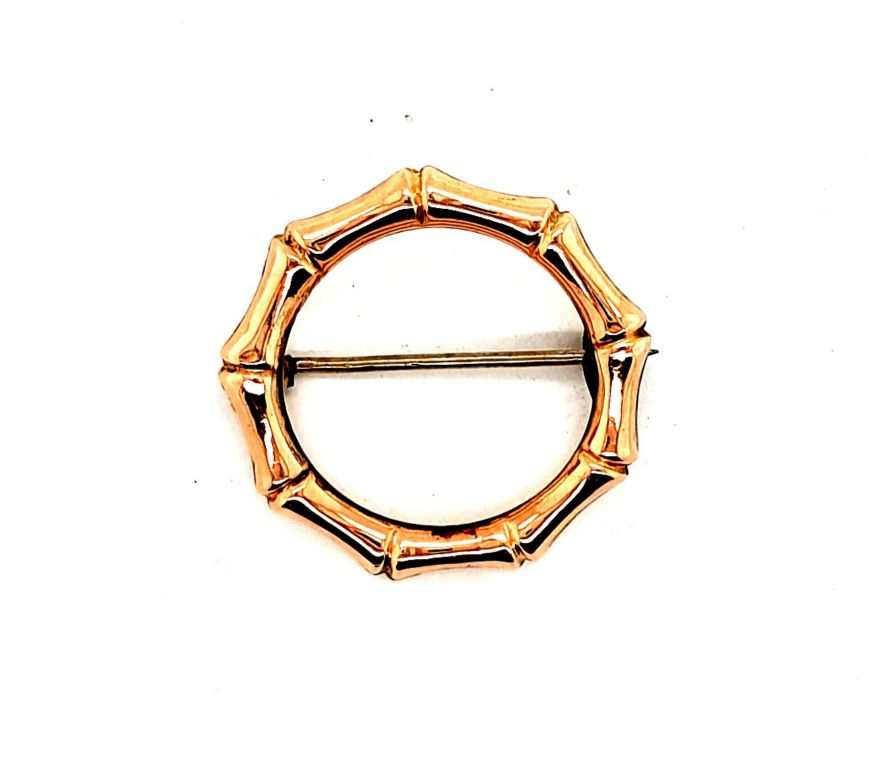 9ct Rose Gold Bamboo Brooch By Johnson and Simonsen Australia (25mm diameter) (9714)