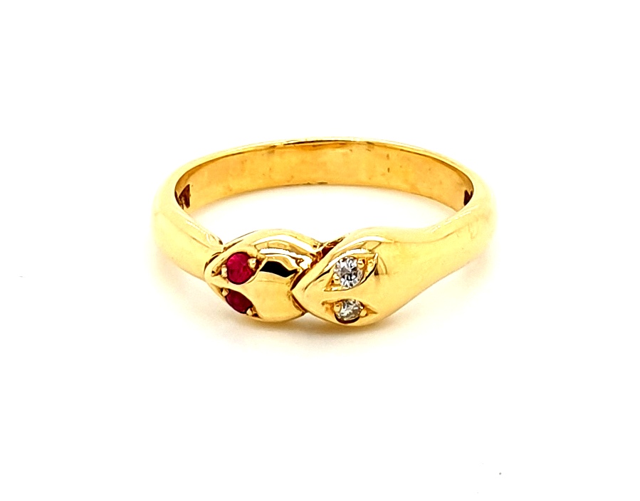 18ct Yellow Gold Ruby 0.04ct and Diamond 0.02ct (13968)