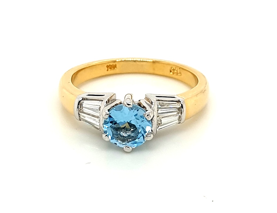 18ct Yellow Gold Aquamarine 0.75ct and Diamond 0.60ct G VS (16281)