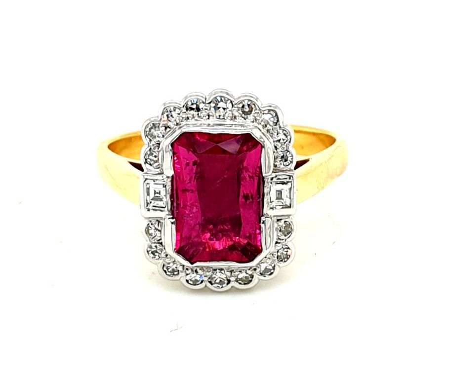  18ct Yellow Gold Pink Tourmaline (2.38ct) Diamond (0.80ct G VS) Ring (18384)