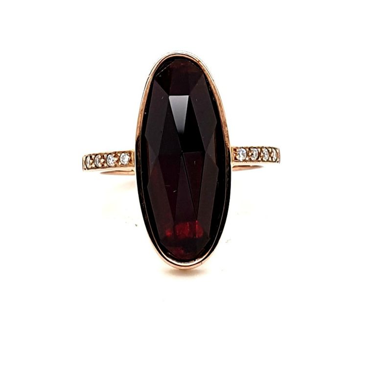 9ct Rose Gold Garnet 6.0ct and Diamond 8x0.01ct G VS (18821)