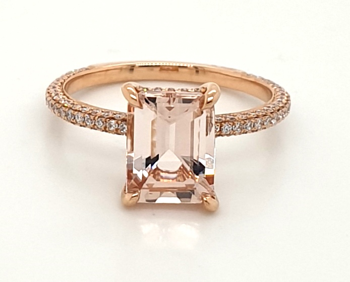 18ct Rose Gold Morganite 2.49ct and Dimaond 0.48ct GH SI Total (21143)