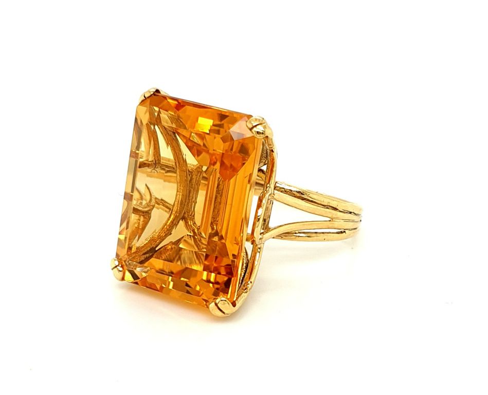 18ct Yellow Gold Citrine Approx 32ct (20x15mm) Cocktail Ring (21341)