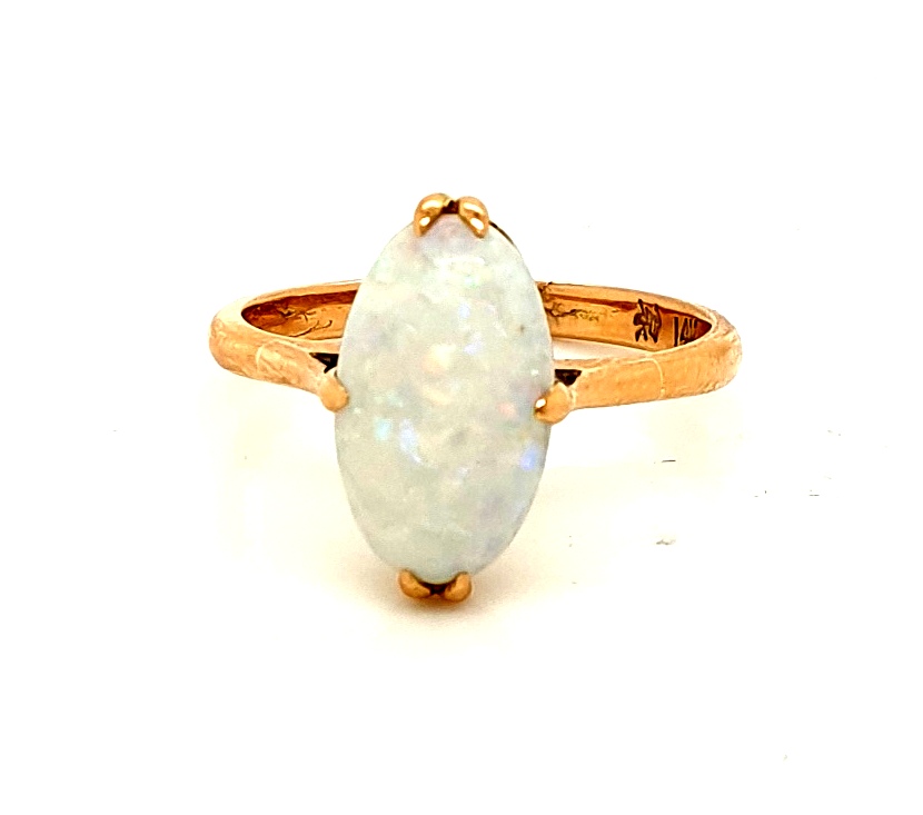 14ct Yellow Gold Solid Opal (12.21x6.95mm 1.89ct Approx) Ring (21770)