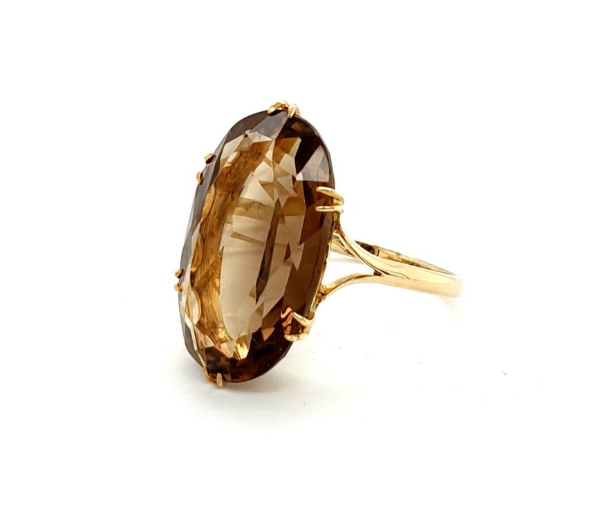 Vintage Yellow Gold Smokey Quartz (23x13.80mm) Ring (22409)
