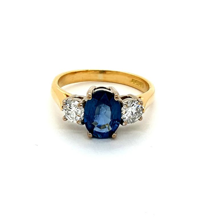 18ct Yellow Gold Sapphire 1.29ct and Diamond 0.45ct GH SI1-2 (22473)