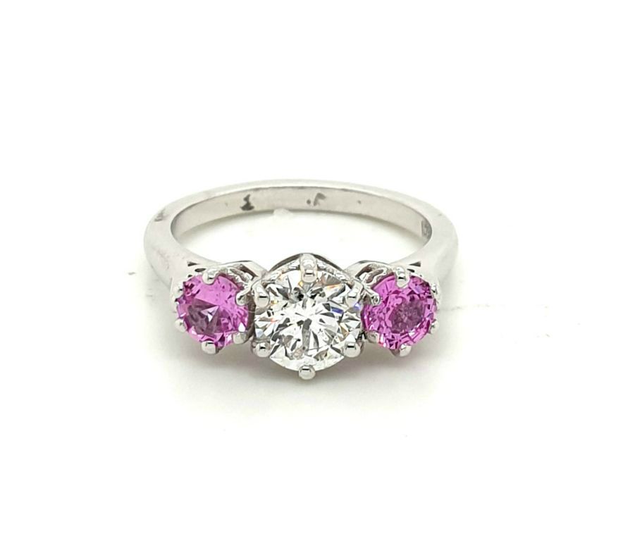 18ct white Gold Pink Sapphires = 2x 0.50ct Diamond = 1.0ct E VS2 by Glenn Humphries (20328)