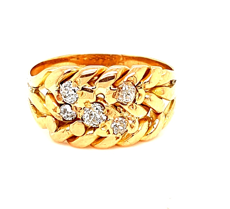 Antique 9ct Yellow Gold Diamond ( Old Cut 0.40ct tot H-I SI-P2) 'Harvest' Ring (21576)