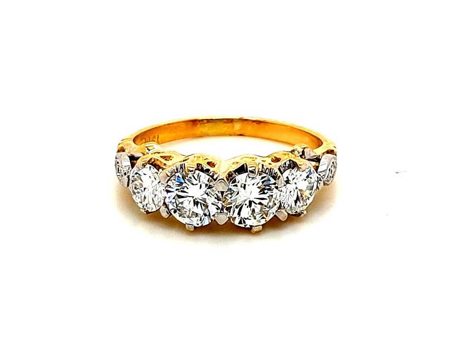 18ct Yellow Gold Diamond (0.88ct tot F-I SI1-2) Four Stone Ring (21602) 