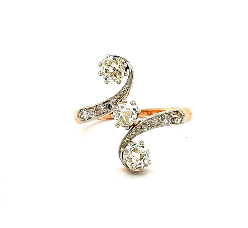 18ct Rose Gold Diamond  Ring 3x 0.30ct Old Cut and 0.16ct Rose Cut (I-J SI2-P1) (22406)