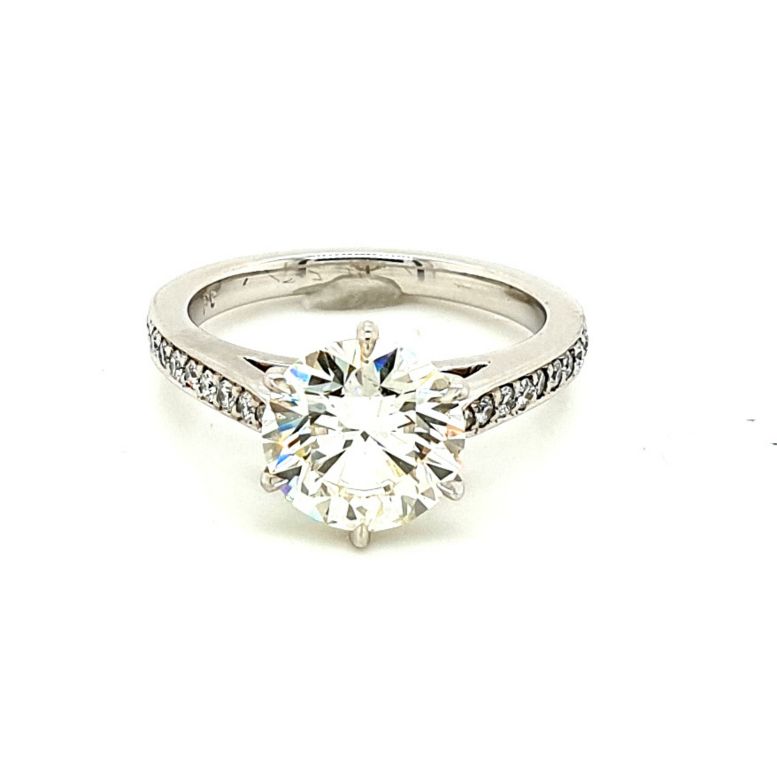 Platinum Diamond (Certified 2.22ct G VS and 0.18ct small diamonds in shoulders) Solitaire Ring (22425)