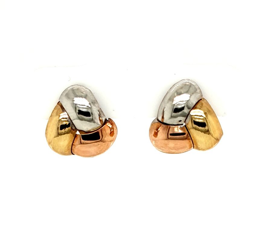 9ct Yellow, White and Rose Gold Stud Earrings 11mm (20987)