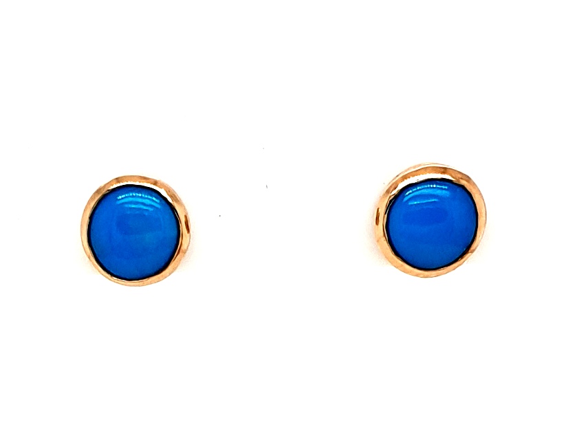 9ct Rose Gold Sleeping Beauty Turquoise 6mm (21142)