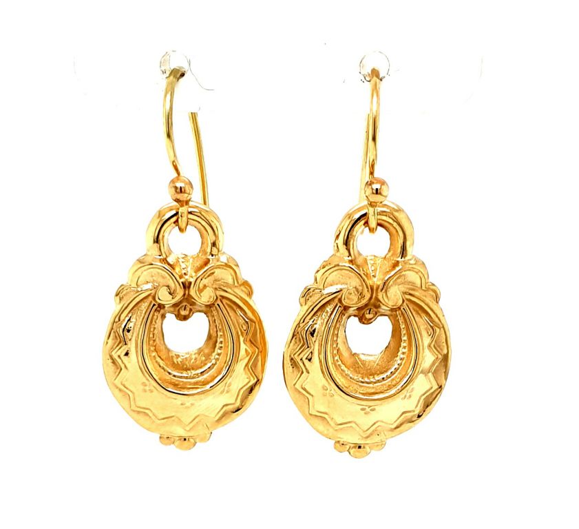 9ct Yellow Gold Drop Earrings by L.G. Humphries & Sons (21156)