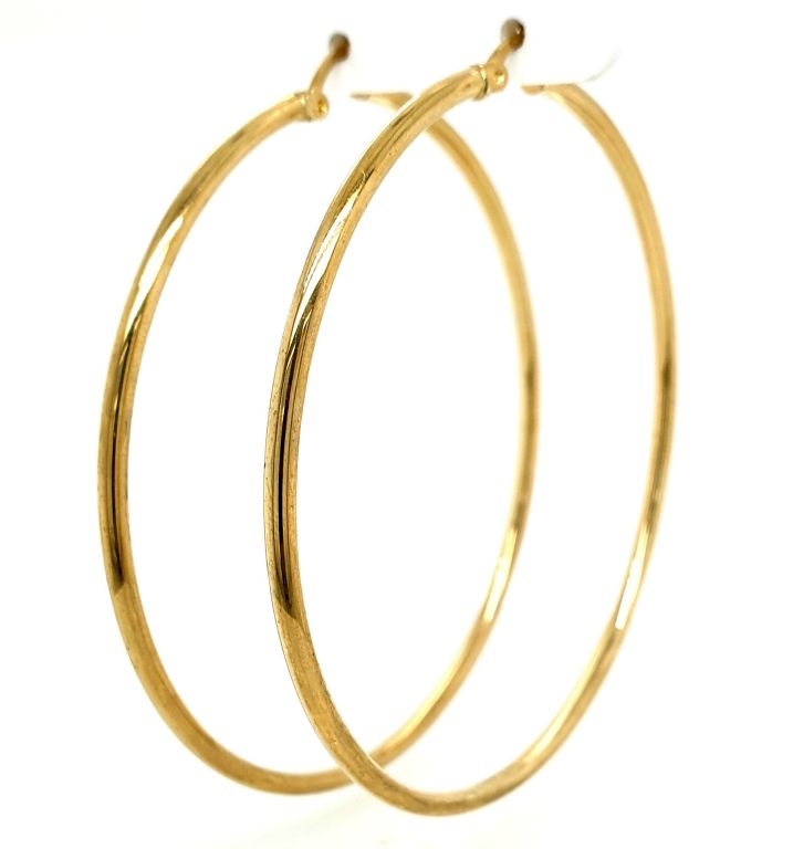 9ct Yellow Gold Large Hoop Earrings 63mm Diameter (