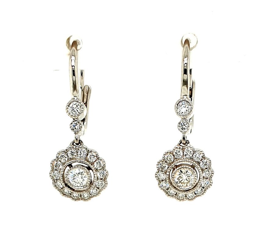 18ct White Gold Diamond (0.60ct F-G SI) Drop Earrings (21540)