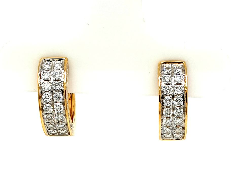 18ct Yellow Gold Diamond (D=0.50ct tot FG SI) Huggie Earrings (21587)