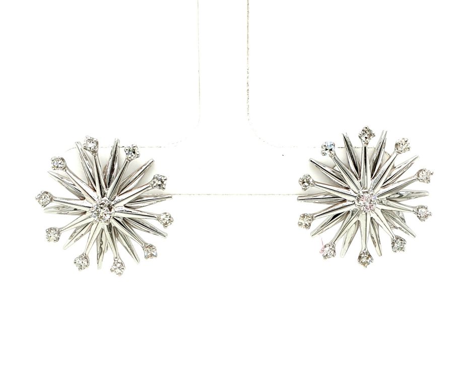 14ct White Gold Diamond (0.80ct F VS2-SI1) Star Earrings Keyhole clip and Post Diameter 22mm (22291)