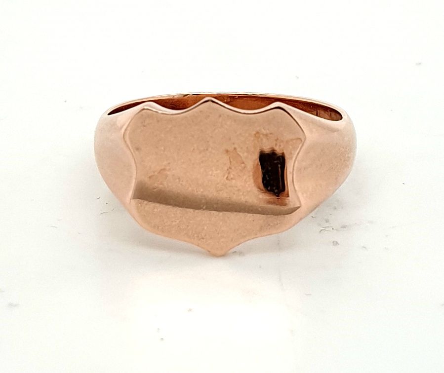 9ct Rose Gold Shield Shaped Signet Ring (19775)