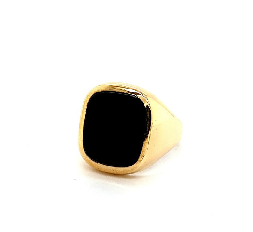 9ct Yellow Gold Onyx 13x15mm Gents Signet Ring Hallmarked London 1963 (22477) 