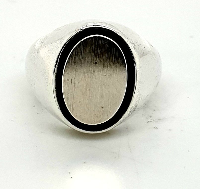 Sterling Silver Onyx Oval Signet Ring (5475)