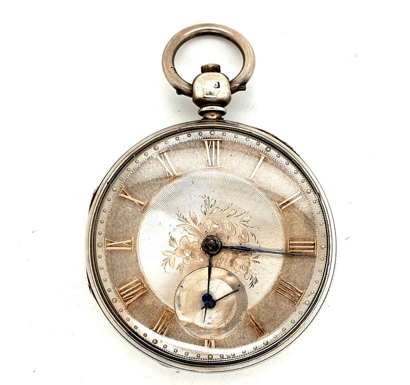 Sterling Silver Keywind Pocket Watch Hallmark London 1858 48mm (12337)