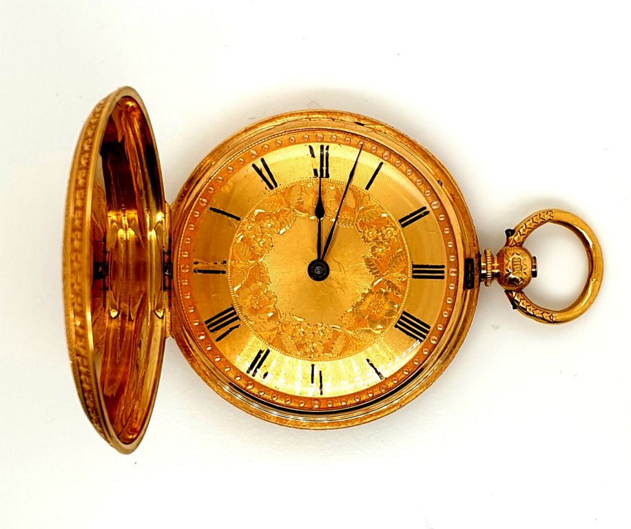 18ct Yellow Gold Baume Full Hunter Key Wind Pocket Watch 38mm (22156)