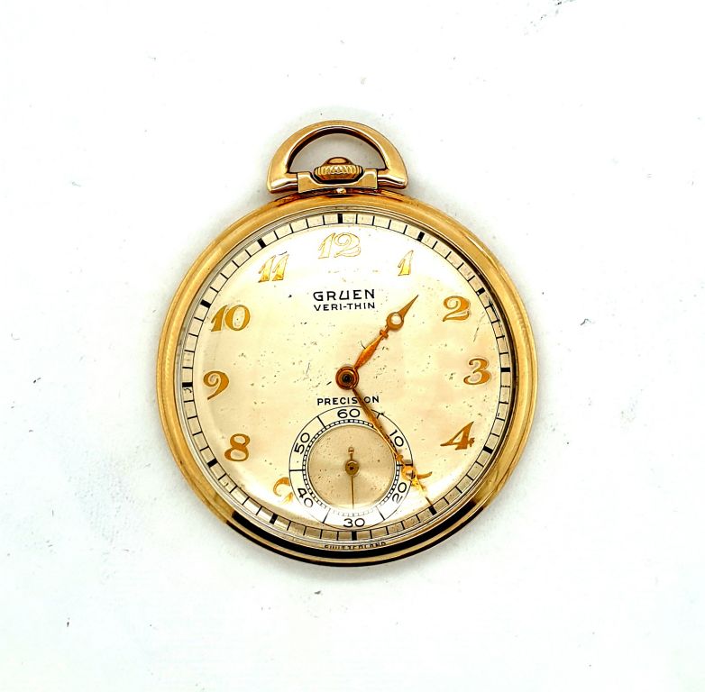 Rolled Gold Gruen Veri-Thin Open Face Pocket Watch 42mm (22419)